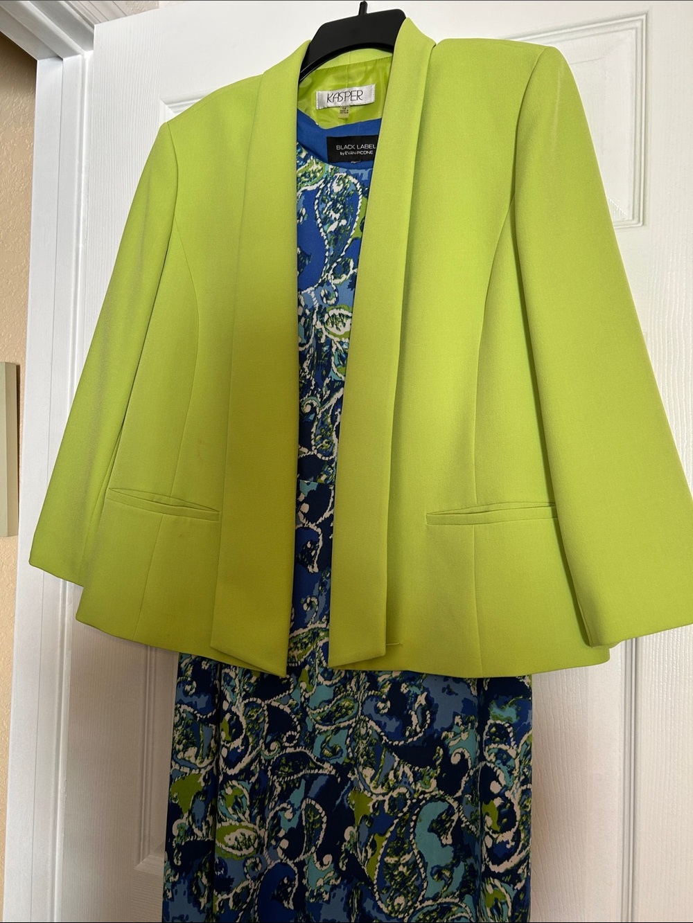 Kasper Light Green Open-Front Blazer